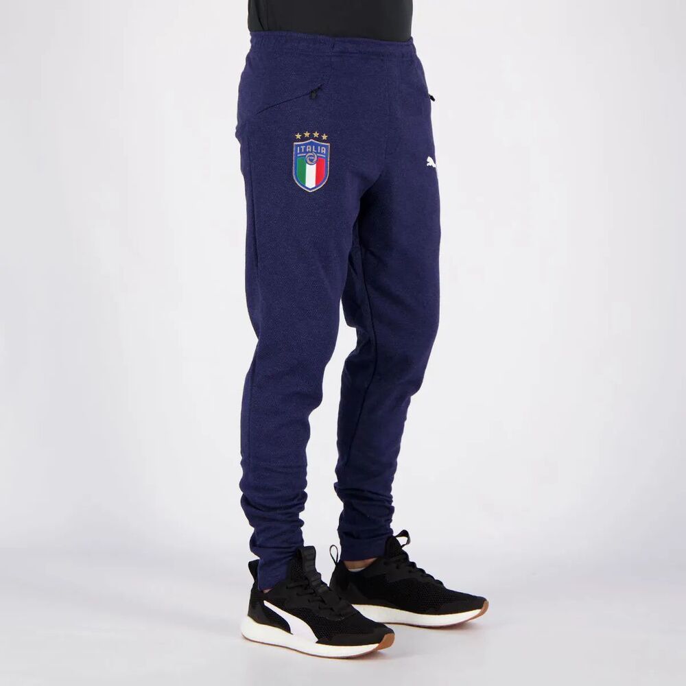 Puma Vintage Rare Italia Soccer Shiny Track Pants Blue Nylon Youth Large